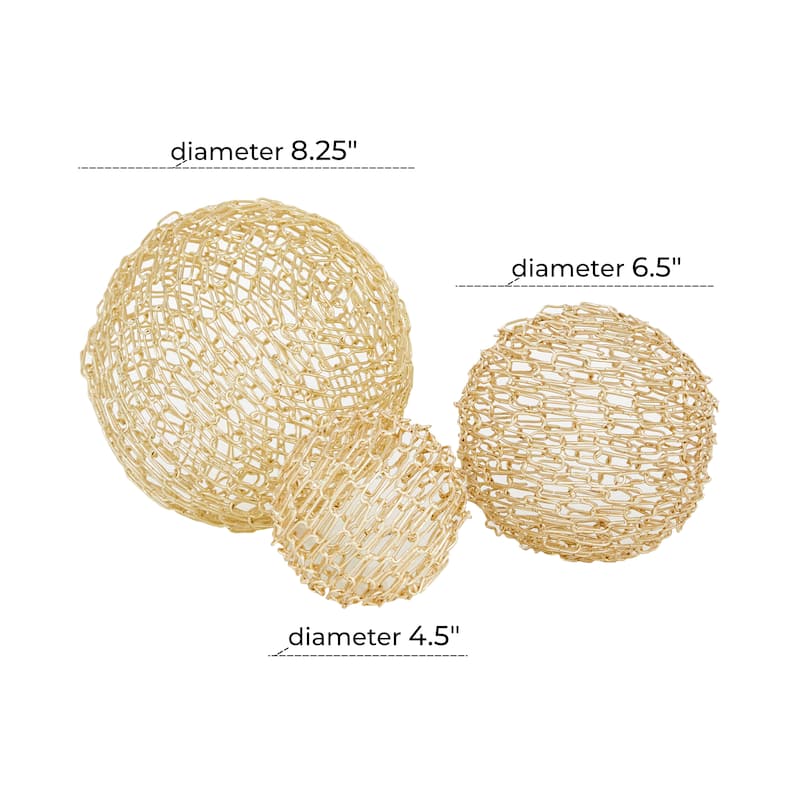 CosmoLiving by Cosmopolitan Gold Metal Geometric Decorative Sculpture (Set of 3) - S/3 8", 6", 5"H