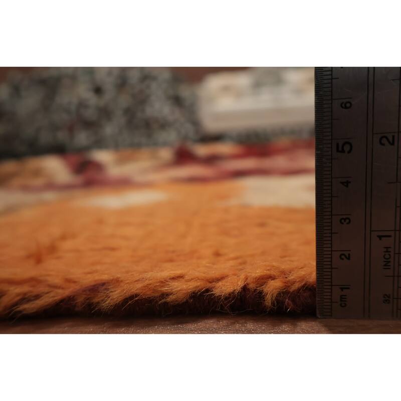 Hand Knotted Oriental 100% Wool Carpet Modern Tribal Red Moroccan Area Rug - 9' 10'' X 8' 2''