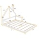 preview thumbnail 14 of 18, Full Size Wood Floor Bed with House-Shaped Headboard, Natural Finish for a Playful and Modern Bedroom Look
