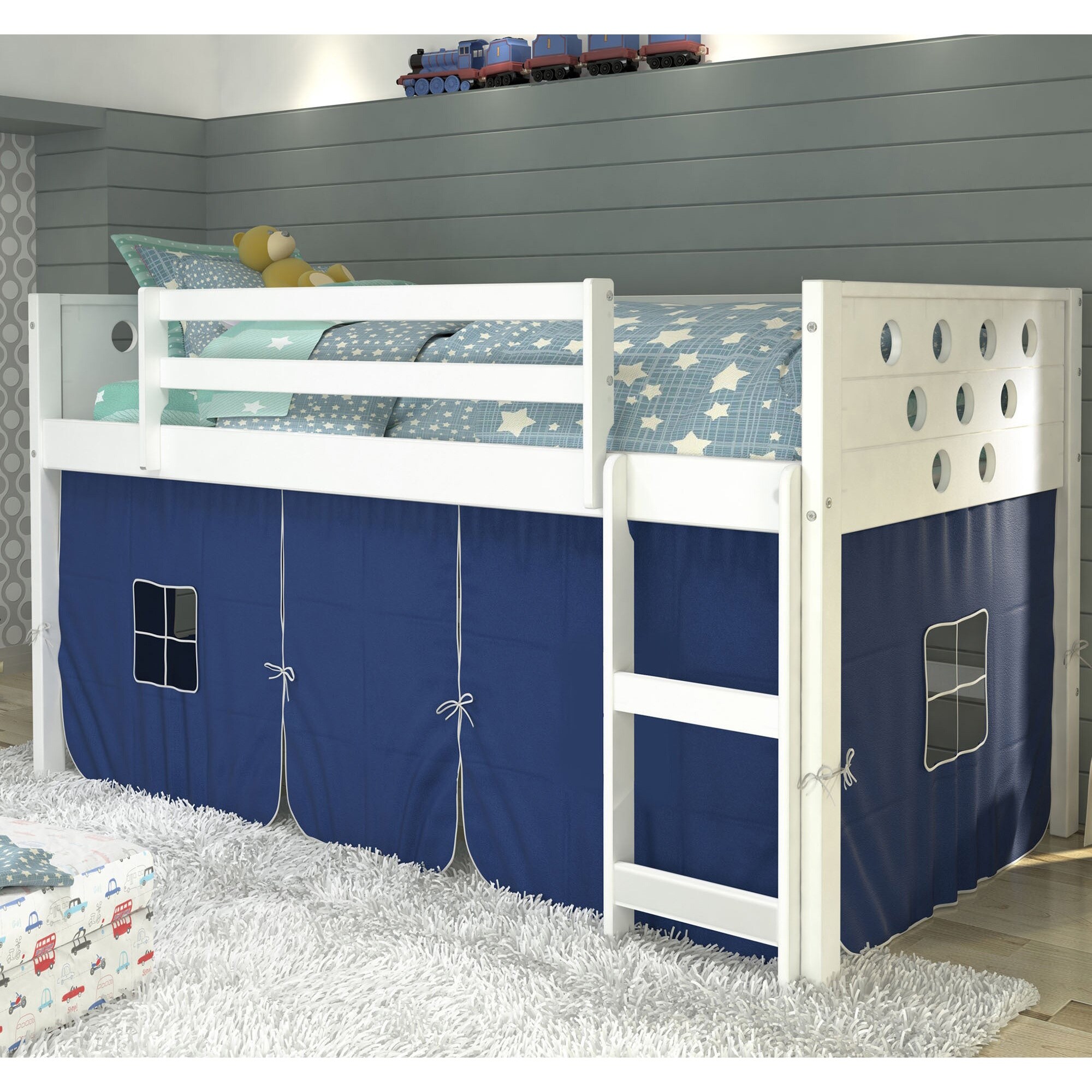 Donco Kids Twin Circles Low Tent White Loft Bed On Sale Bed