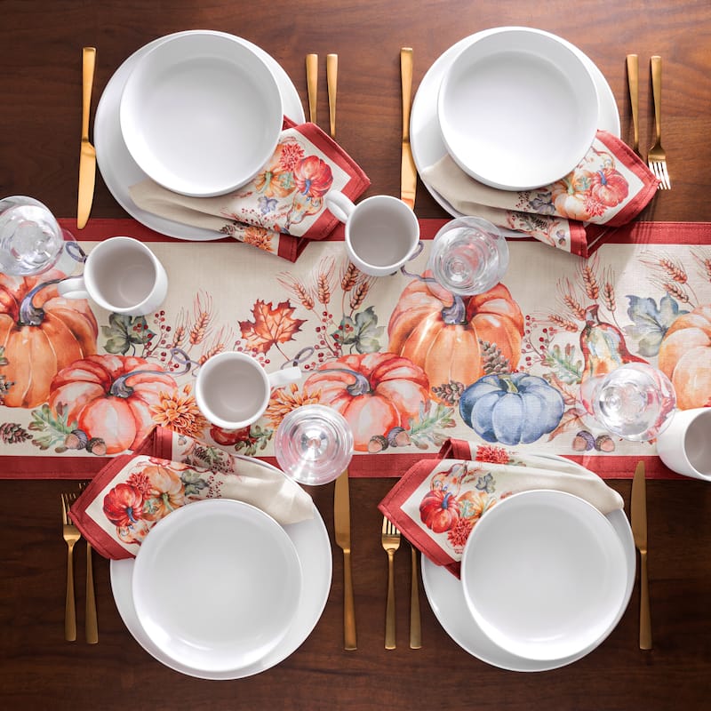 Botanical Harvest Pumpkin Engineered Table Runner - 13x70 - 13x70