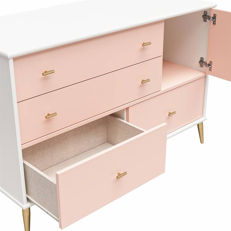 Little Seeds Valentina Asymmetrical 4 Drawer / 1 Door Convertible Dresser