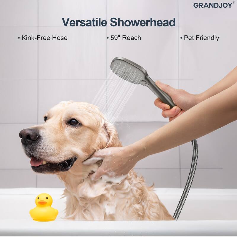GRANDJOY 2-Spray Concealed Rain Shower System with Handheld, Wall-Mount Modern Design