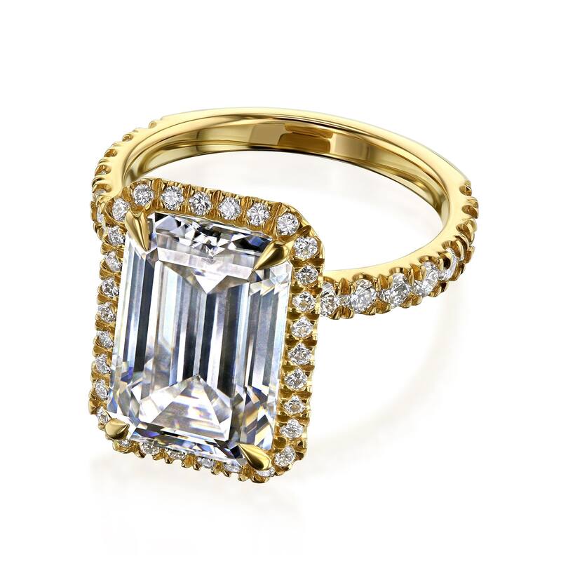 Kobelli Signature Collection Bold Series 5.6 Carats Lab Grown Diamond Certified 14k Solid Gold Emerald-cut Halo Eloise Ring