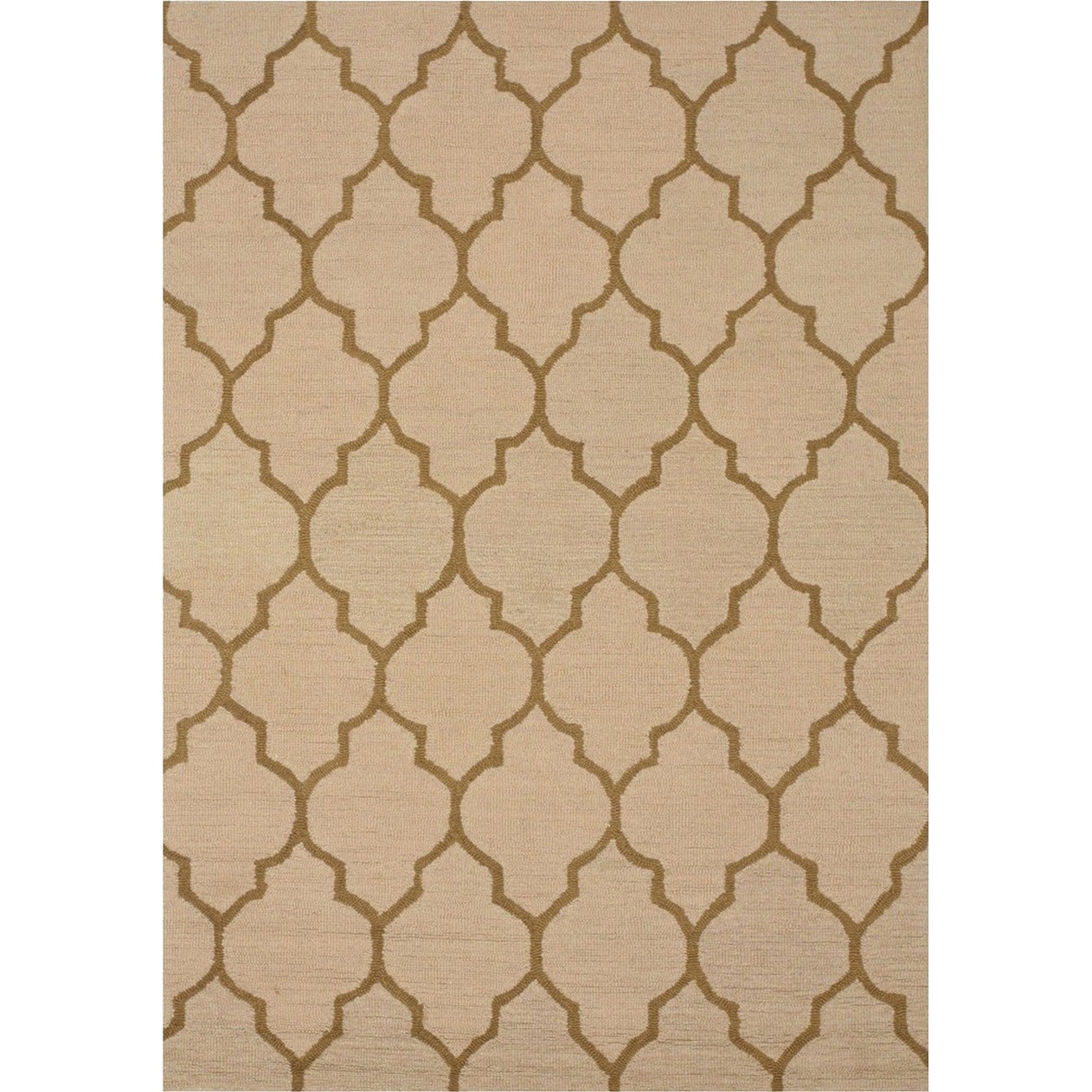 Hand-tufted Traditional Moroccan Trellis Beige Wool Area Rug - 5' x 7'