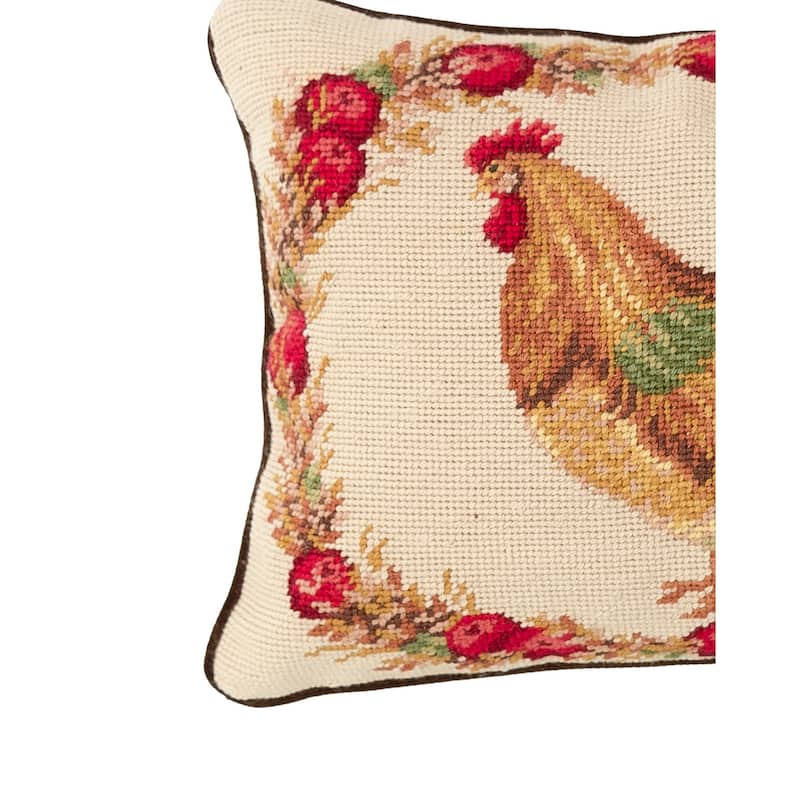 12" x 16" Harvest Rooster Needlepoint Pillow