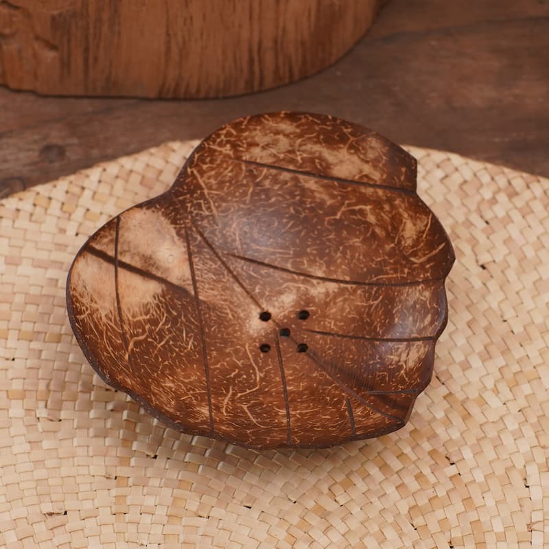 Novica Handmade Clean Love Coconut Shell Soap Dish - Brown