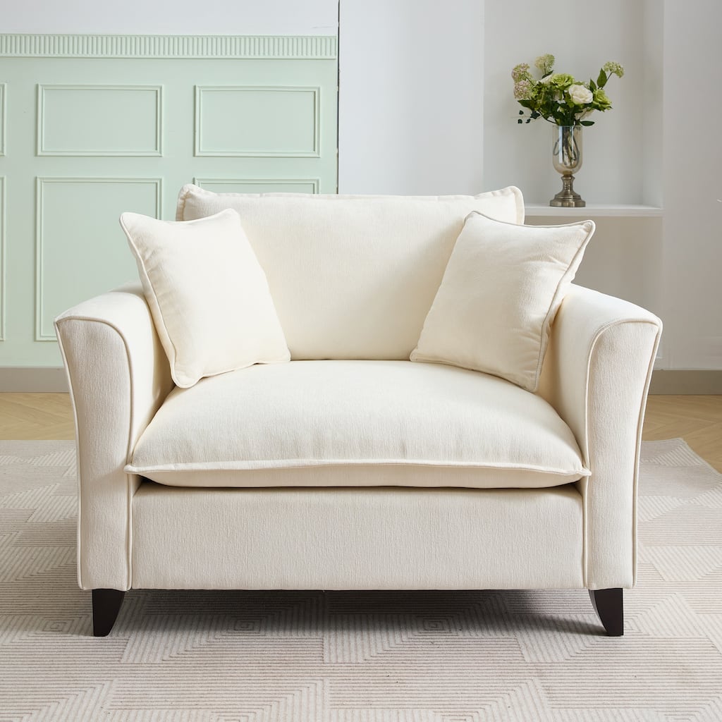 Oversized Chenille Accent Chair with Pillow for Living Room