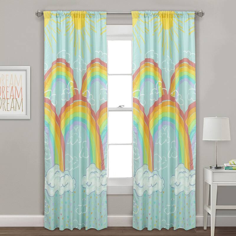 Kidz Mix Rainbow Clouds Window Panel Pair - 84 Inches