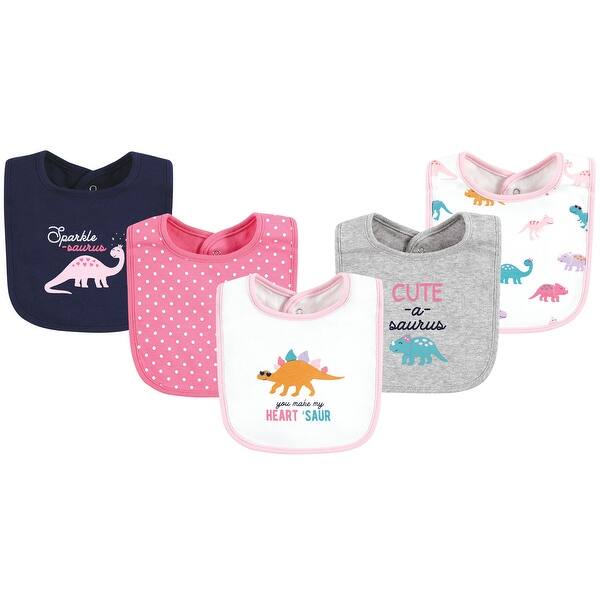 slide 1 of 1, Hudson Baby Infant Girl Cotton Bibs, Cute-A-Saurus, One Size - Cute-A-Saurus - One Size One Size - Cute-A-Saurus