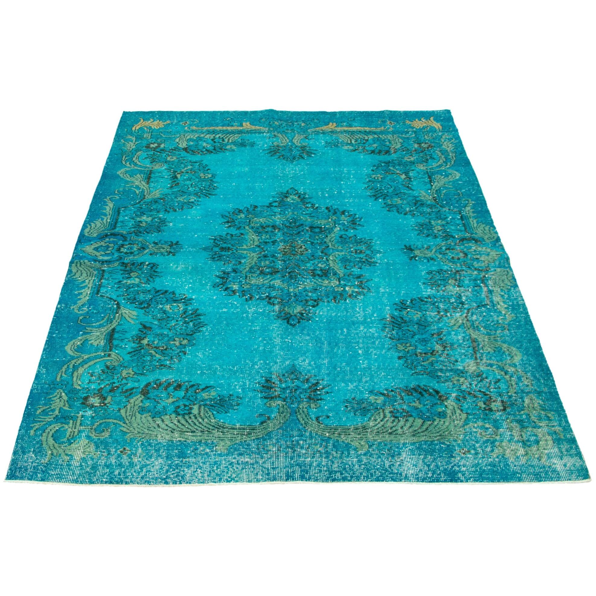 ECARPETGALLERY Handknotted Color Transition Blue, Turquoise Wool Rug