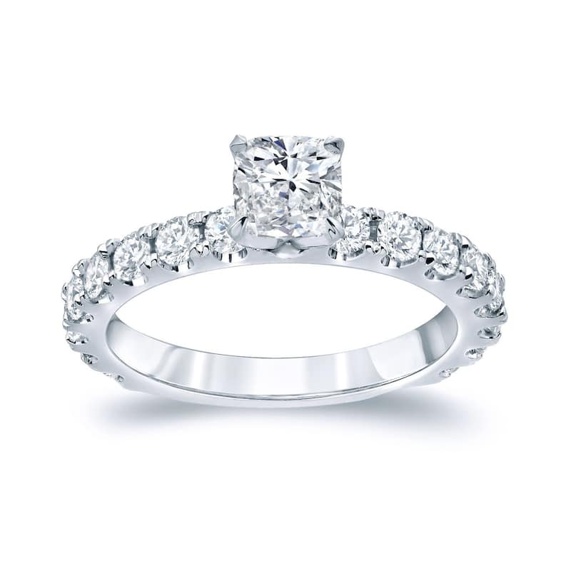 Auriya 14k Gold 1 1/2ctw Cushion-cut Diamond Engagement Ring (H-I, SI1-SI2) - White - 9.5