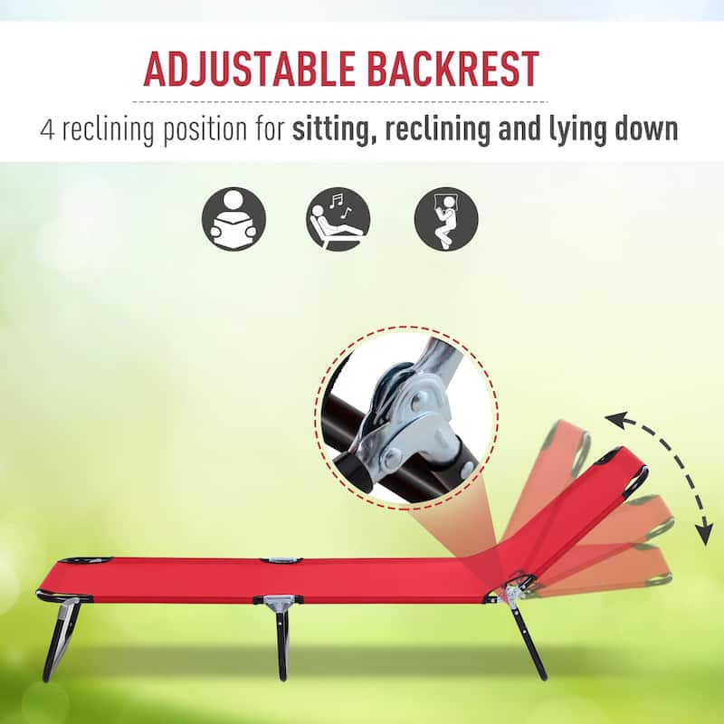 Outsunny Portable Outdoor Sun Lounger, Lightweight Folding Chaise Lounge Chair w/ 5-Position Adjustable Backrest for Beach