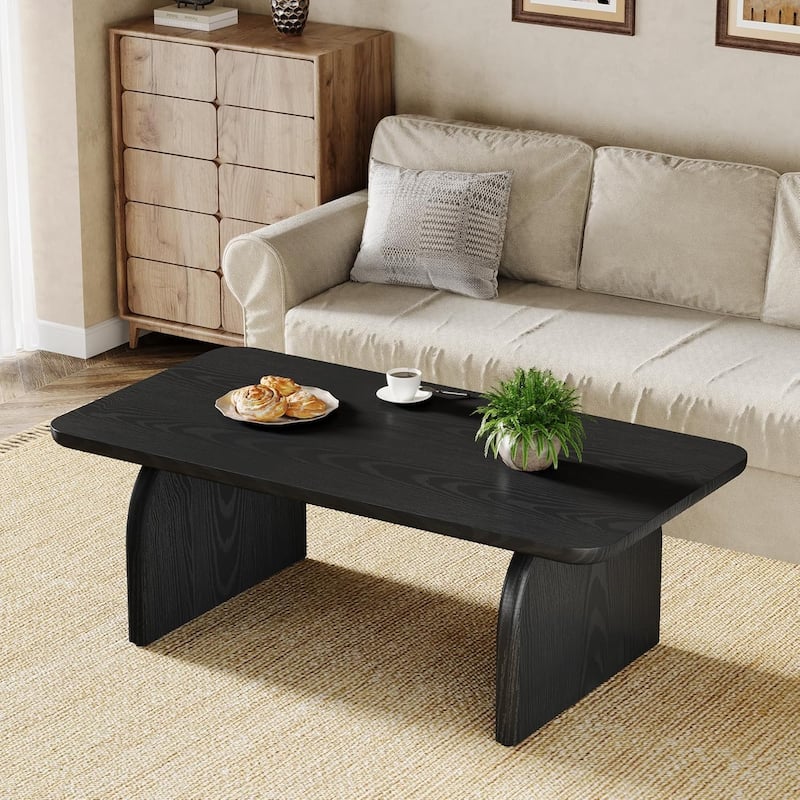 47 Inches Brown Wood Coffee Table, Farmhouse Living Room Table