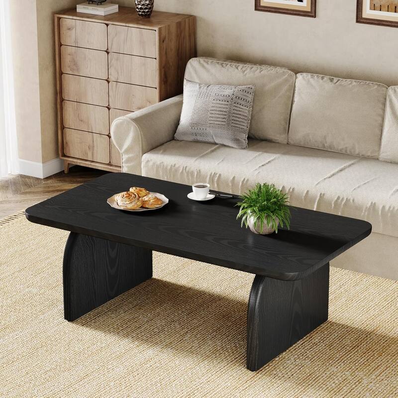 Rectangle Coffee Table, Farmhouse Accent Center Table Low Cocktail Tea Table with Sturdy Base