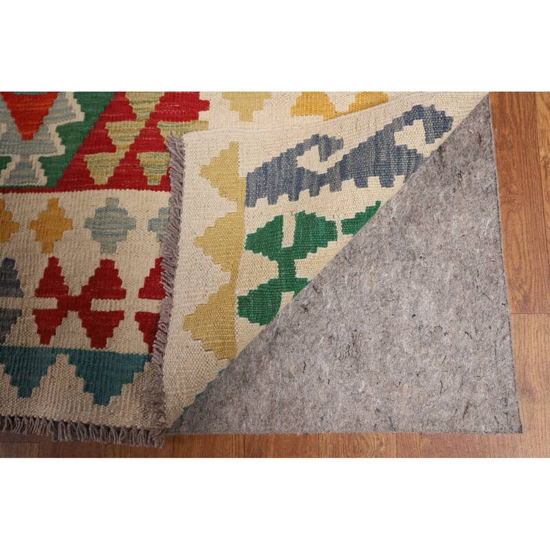 Geometric Multicolor Kilim Oriental Large Rug Flatweave Wool Carpet - 10'1"x 16'4"