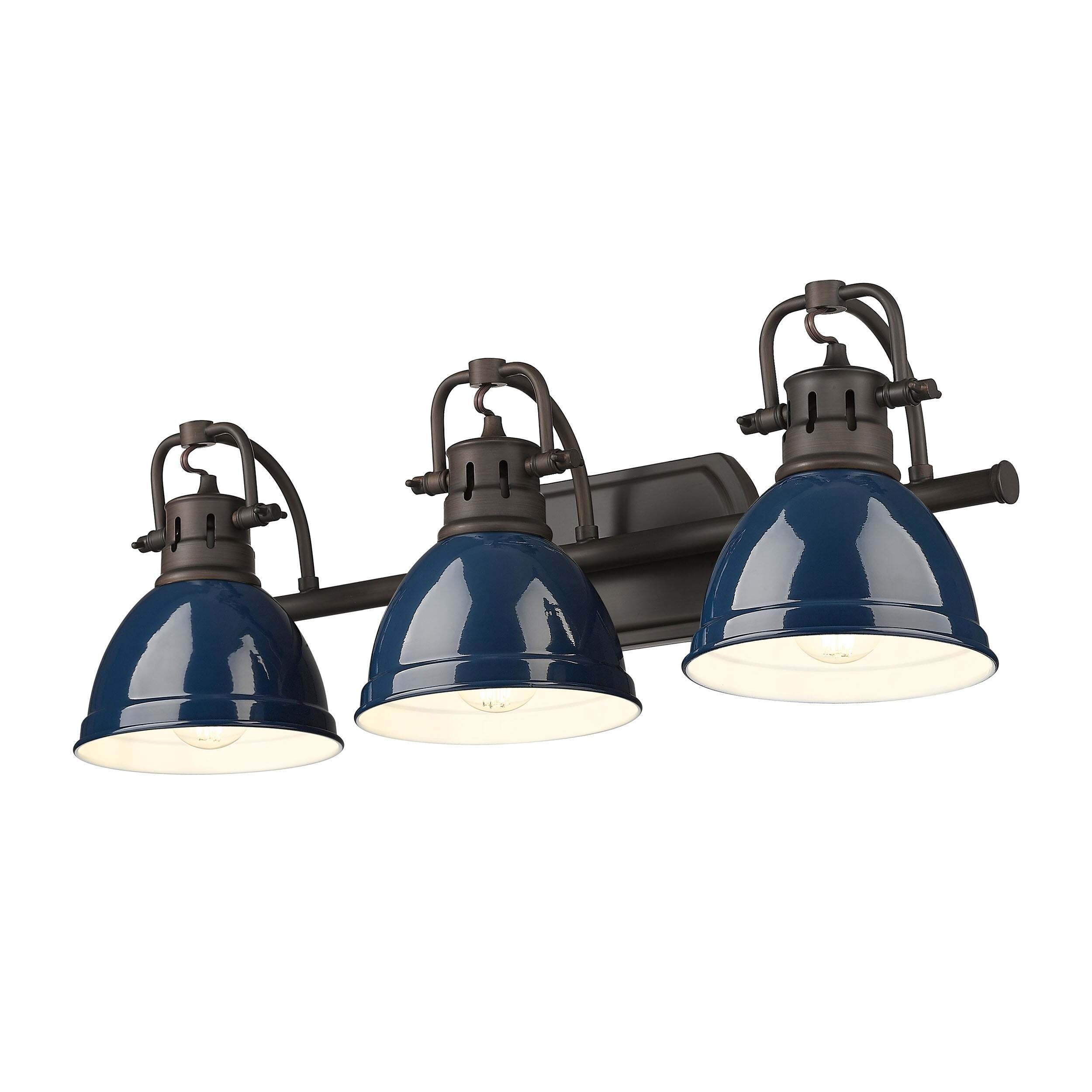 Golden Lighting Duncan 3-Light Vanity Light - Rubbed Bronze - Navy Blue