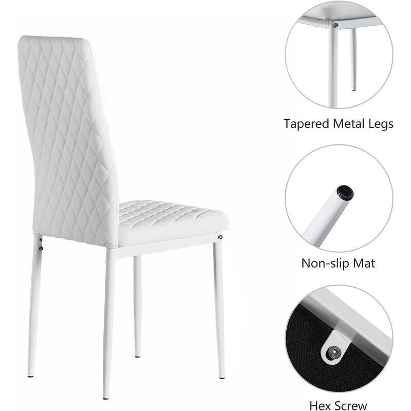 Modern Dining Chairs Set of 6 with PU Leather Seat and Metal Legs Accent Kitchen Side Chairs for Restaurant and Living Room