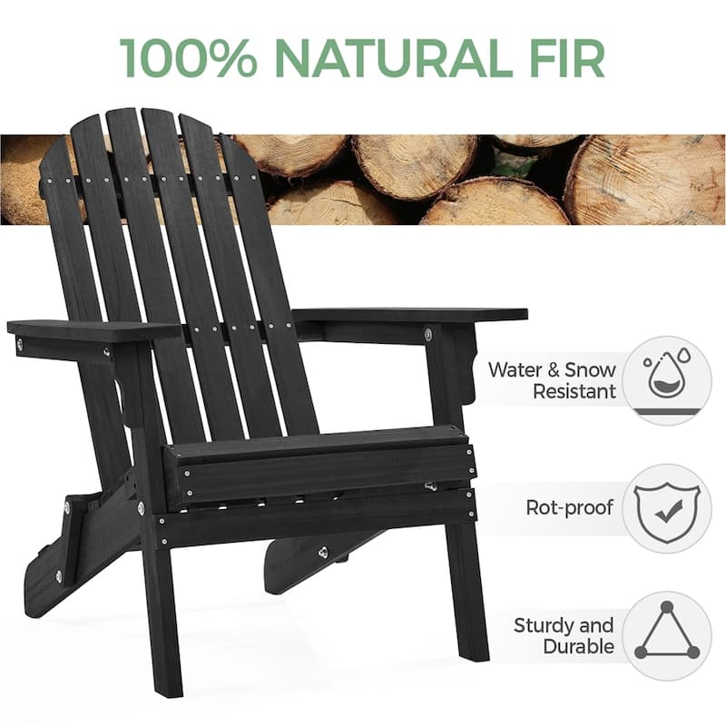 Yaheetech 2-piece Folding Adirondack Chair Solid Wood Garden Chair Weather Resistant
