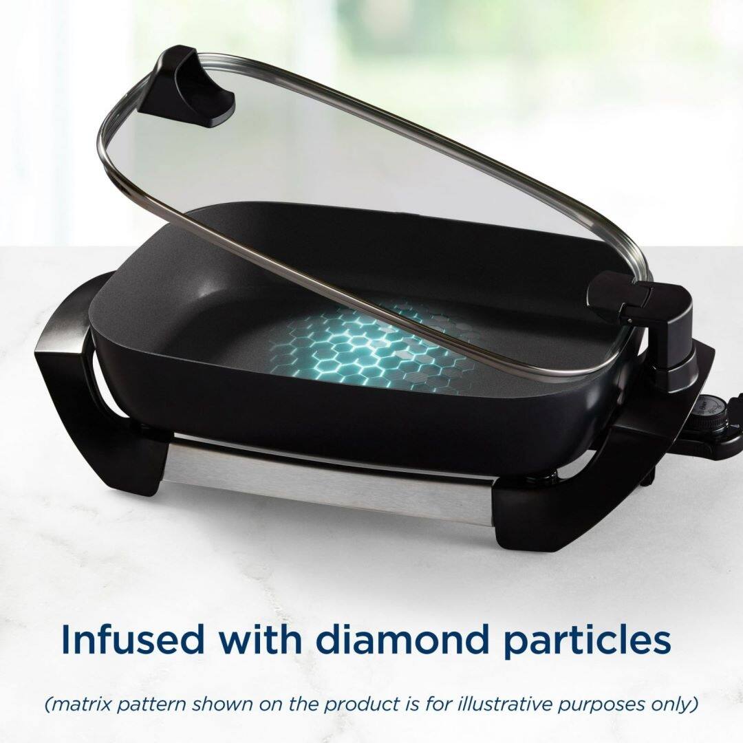 12Inch x 16Inch Nonstick Electric Skillet with Hinged Lid On Sale