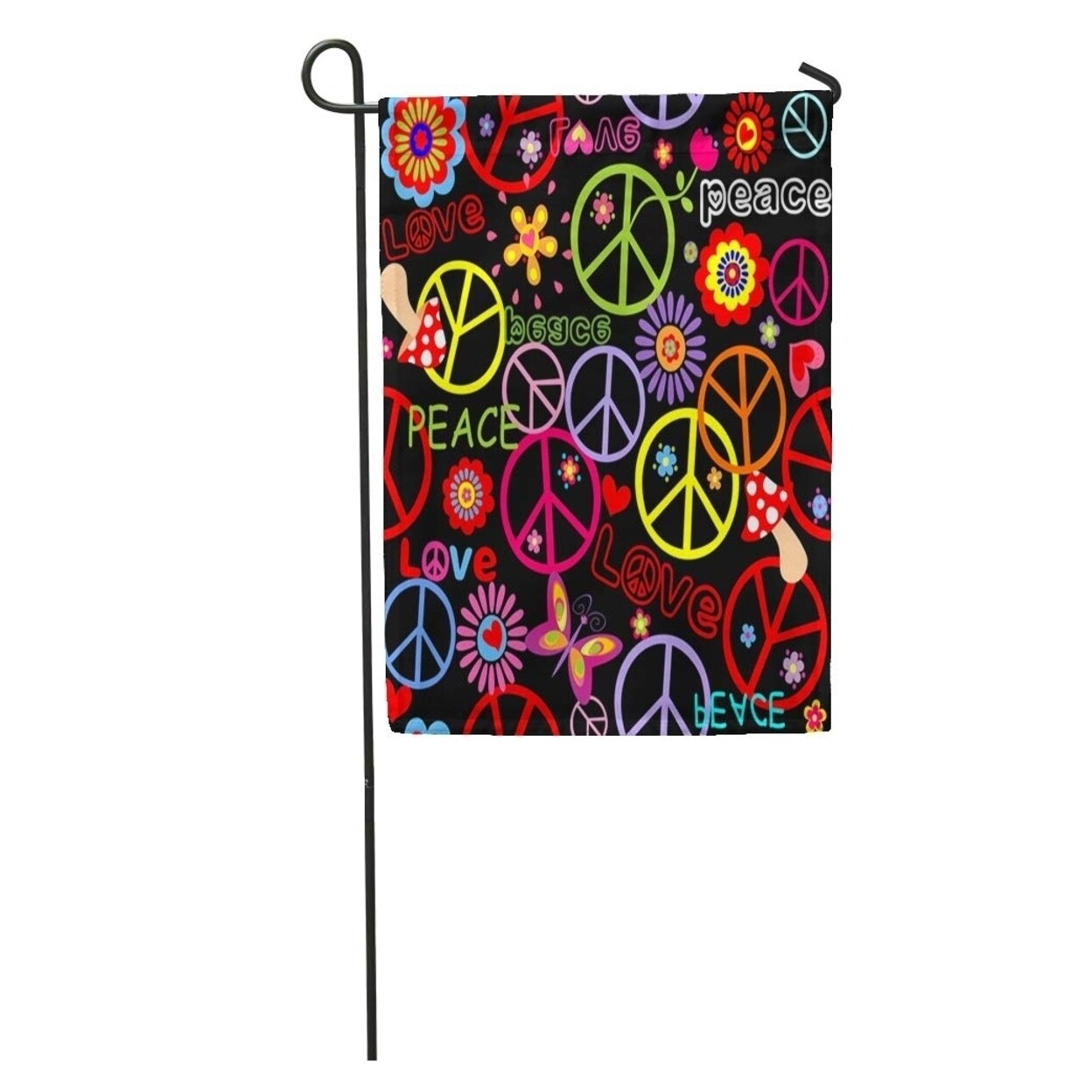 Colorful Pattern Hippie Peace Symbol Mushrooms And Abstract Flowers Sign Garden Flag Decorative Flag House Banner 28x40 N A On Sale Overstock 31377042