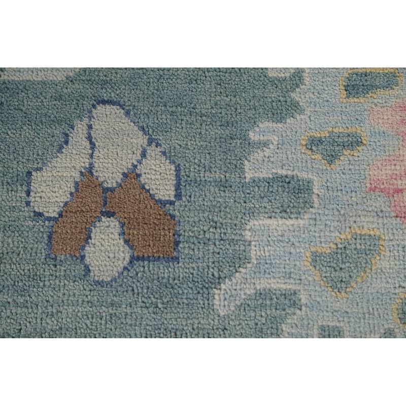 Blue Floral Oushak Oriental Large Area Rug Handmade Wool Carpet - 11'10"x 14'8"
