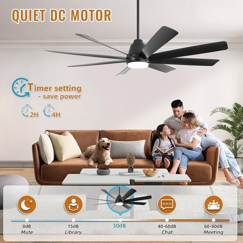 48in/52in/66in/72in/84in Industrial Matte Black Large Windmill Ceiling Fan with Light and Remote