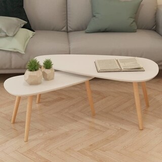 Wood Coffee Table Set 2 Piece Triangle Nesting Table - Bed Bath ...