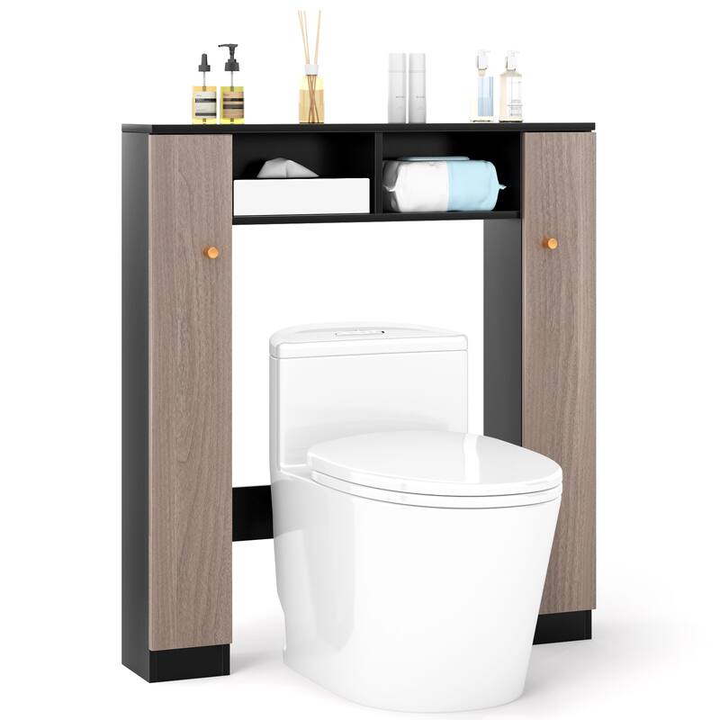 Over Toilet Storage Cabinet with Shelves and Double Door Cabinets