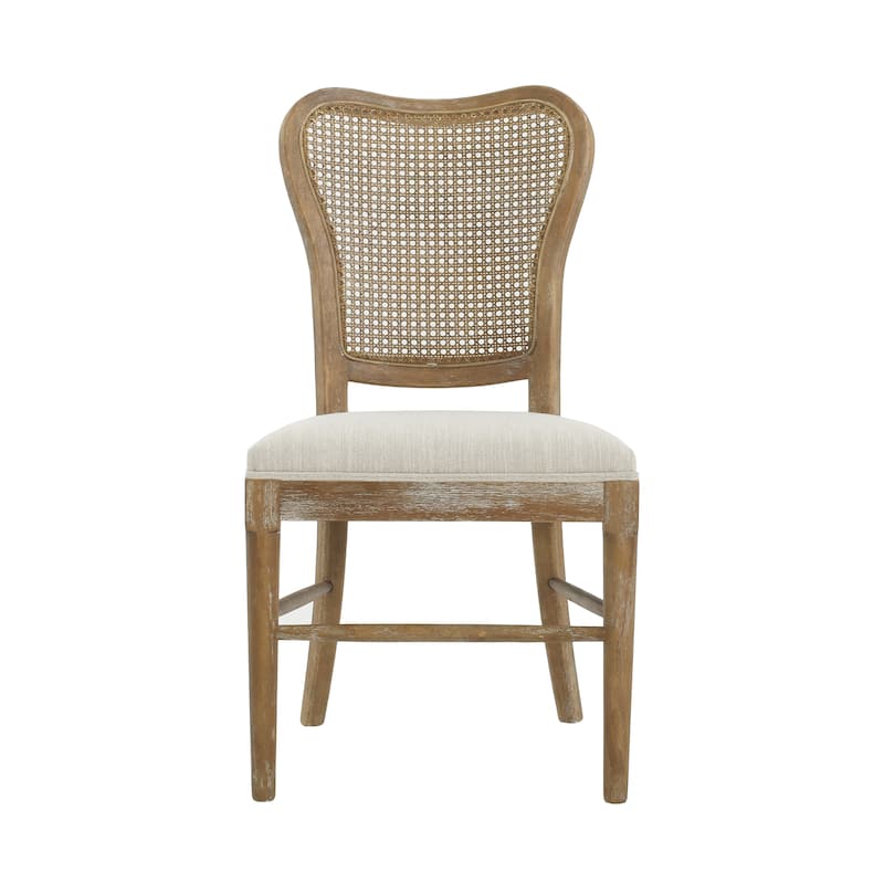 Vintage Dining Chairs Set of 2 with Cane Detail and Upholstered Seat