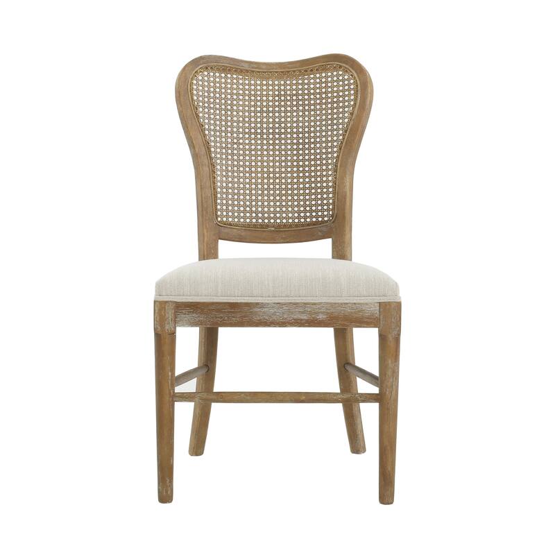 Wooden Dining Chairs Set of 2, Retro Rattan Chairs, Comfy Accent Armchairs for Living Room, Kitchen, Dining Room
