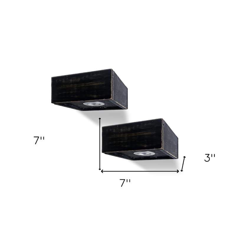 HomeRoots 7" Black Wood Wall Mounted Floating Shelf With LED Light - 7.00 in. x 3.00 in. x 7.00 in.