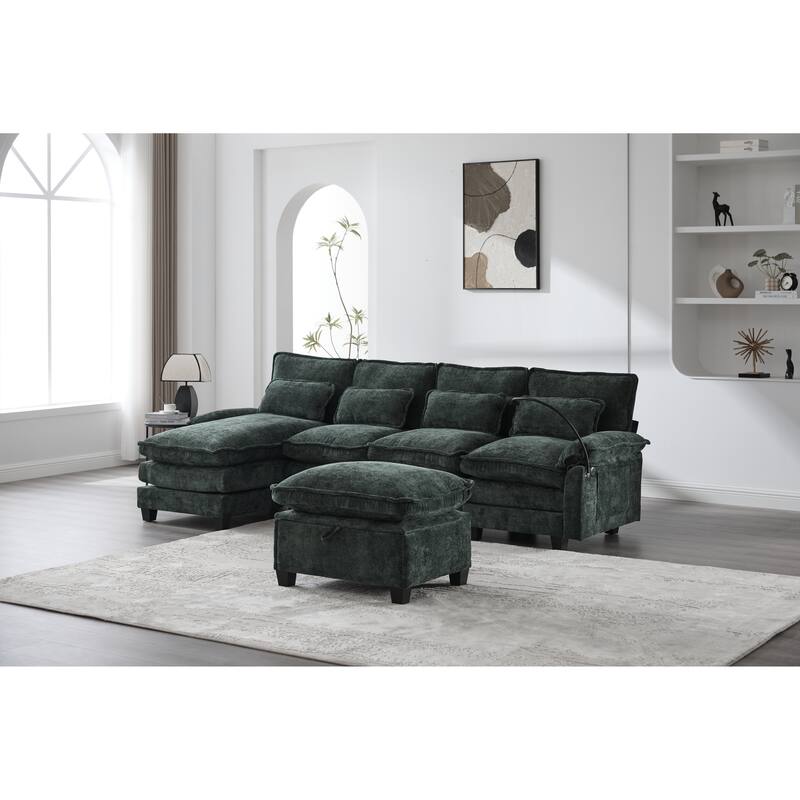 GDFStudio - Lara 106" U Shape Sectional Sofa Cloud Couch for Living Room