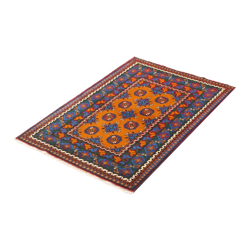 ECARPETGALLERY Hand-knotted Afghan Burnt Orange Wool Rug - 3'5 x 5'2