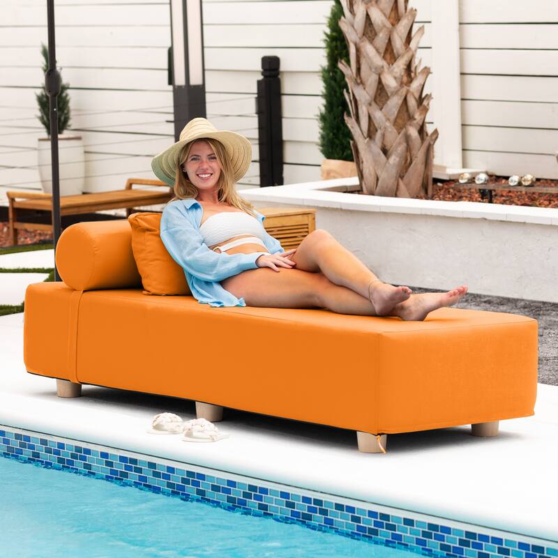 Jaxx Alvy Outdoor Sun Lounger - Luxurious Sunbed with Wood Feet Sunbrella