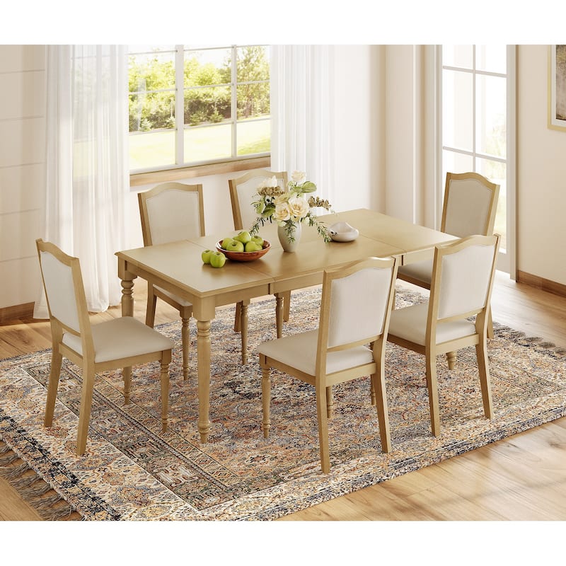 Dining Chair with Upholstered Back, Farmhouse Wood Kitchen Chairs, Oak