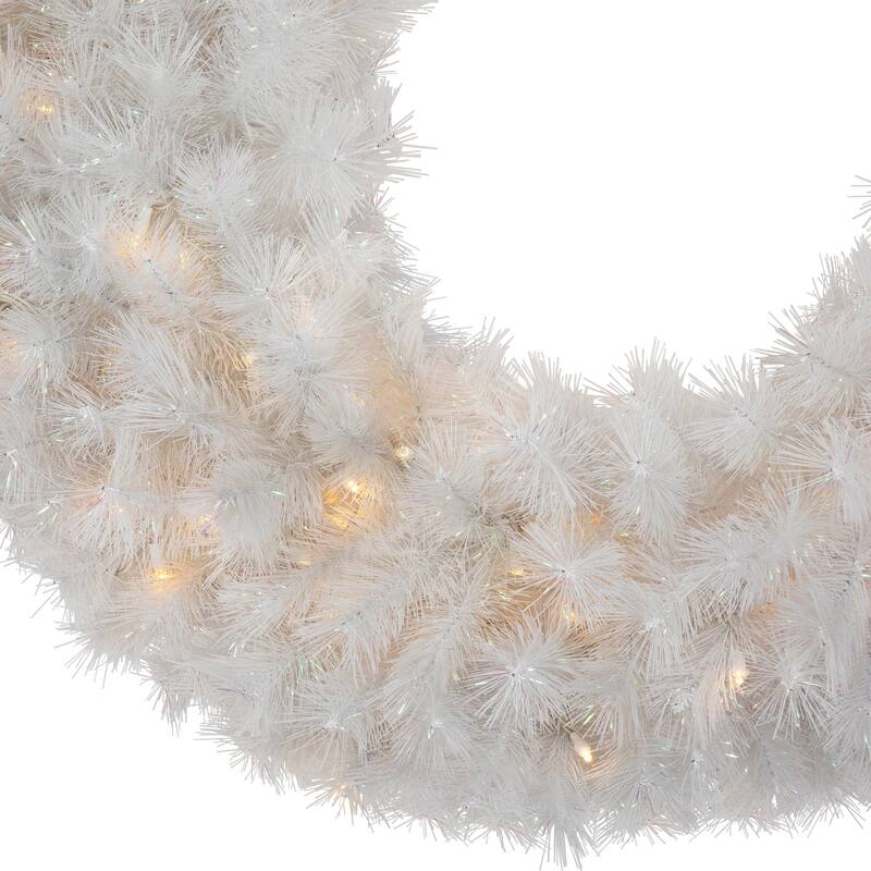 White Alaskan Pine Artificial Christmas Wreath, 36", Warm White LED