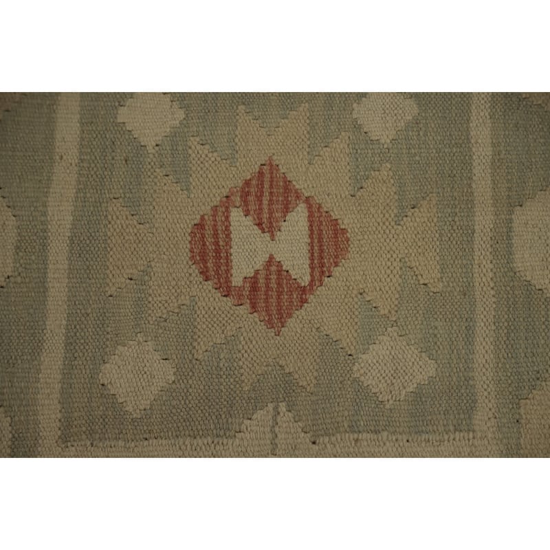 Hand Woven Oriental 100% Wool Carpet Southwestern Tribal Green Kilim Area Rug - 6' 3'' X 4' 1''