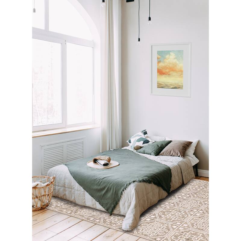 ECARPETGALLERY Hand-knotted Tangier Grey Silk, Wool Rug - 5'4 x 7'8