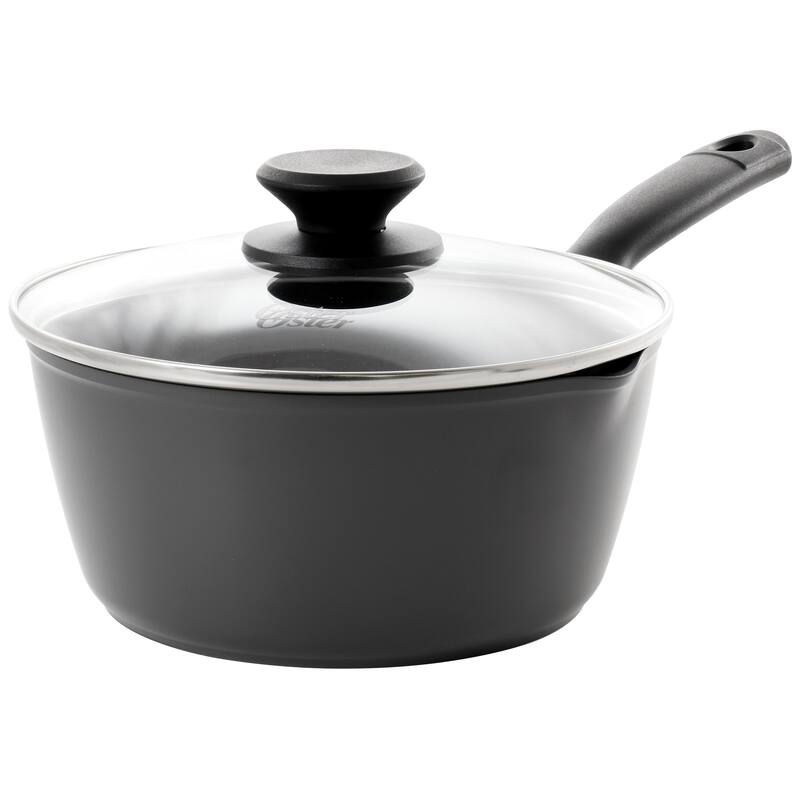 Oster Kingsway 2.6 Quart Aluminum Nonstick Saucepan in Black - Black