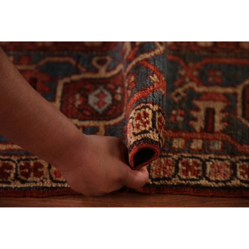 Pre-1900 Antique Vegetable Dye Heriz Serapi Persian Wool Carpet - 9'2" x 10'10"