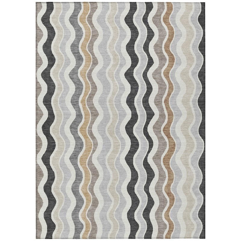 Machine Washable Indoor/ Outdoor Funky Stripe Chantille Rug