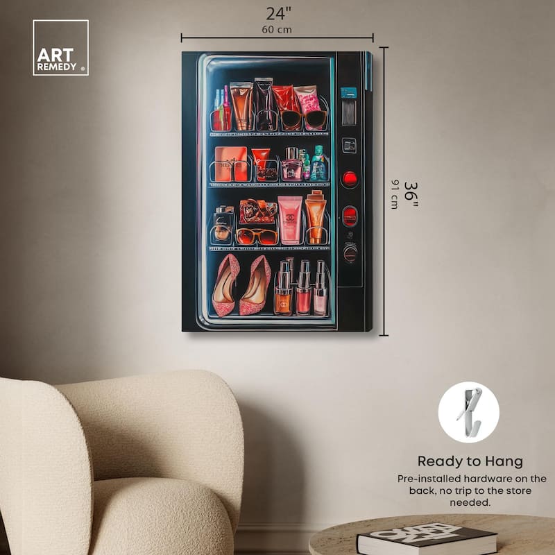 Fashion Vending Machine Canvas by Art Remedy, Gallery Wrapped