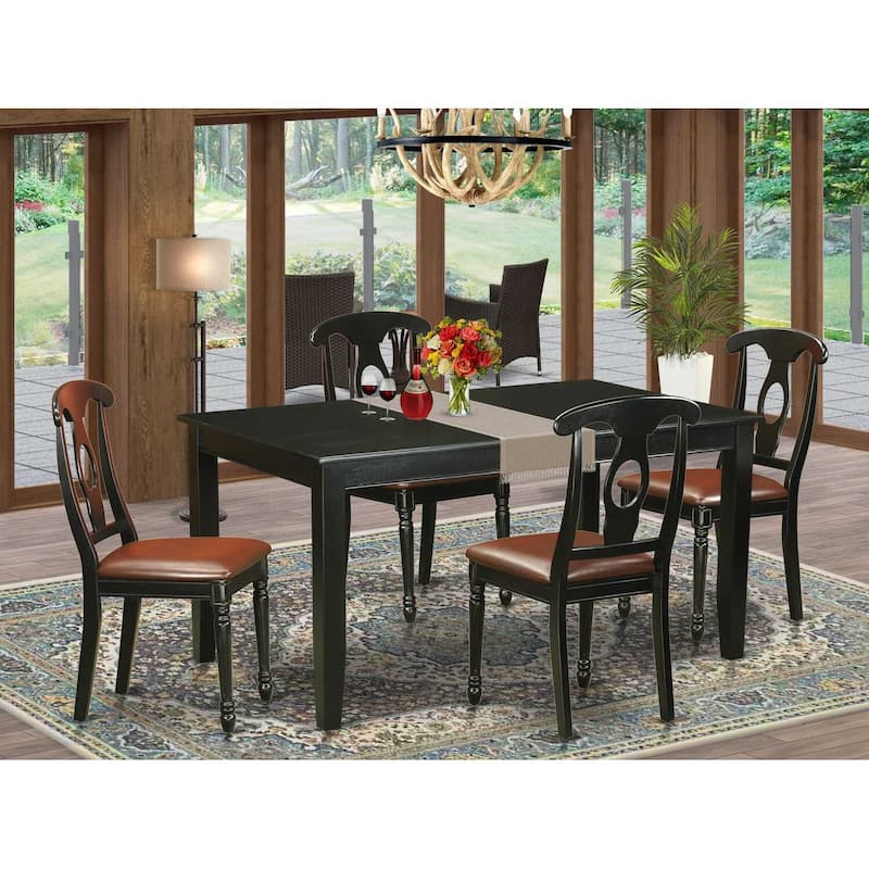 HomeStock 5-Pc Black Finish Solid Wood Top - Dining Room Set - Seats 4
