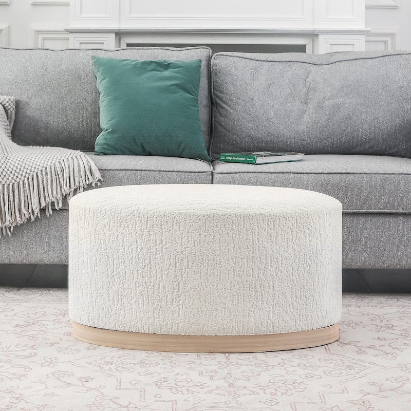 Adeco Velvet Upholstered Bench Oval Ottoman for Bed End Entryway