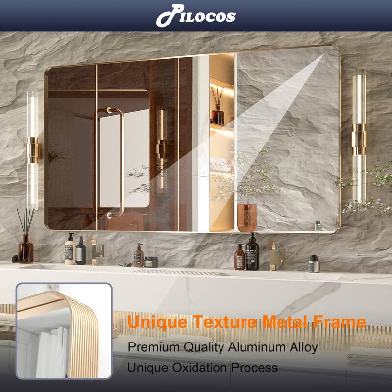 Rectangle Bathroom Mirror for Vanity Wall Mounted Vertical Horizontal Makeup Mirror