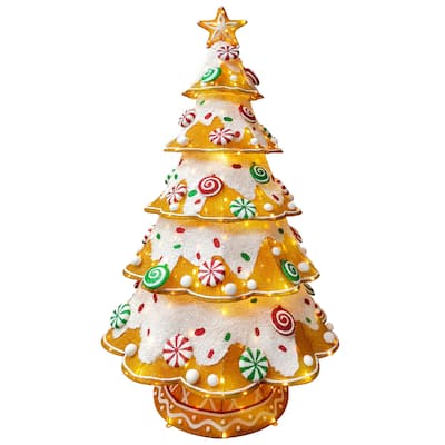 Puleo International 6' Gingerbread Outdoor Christmas Tree with 345 Warm White LED Lights - Brown