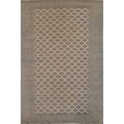 All-Over Geometric Turkoman Persian Vintage Rug Handmade Wool Carpet - 6'5"x 9'3"