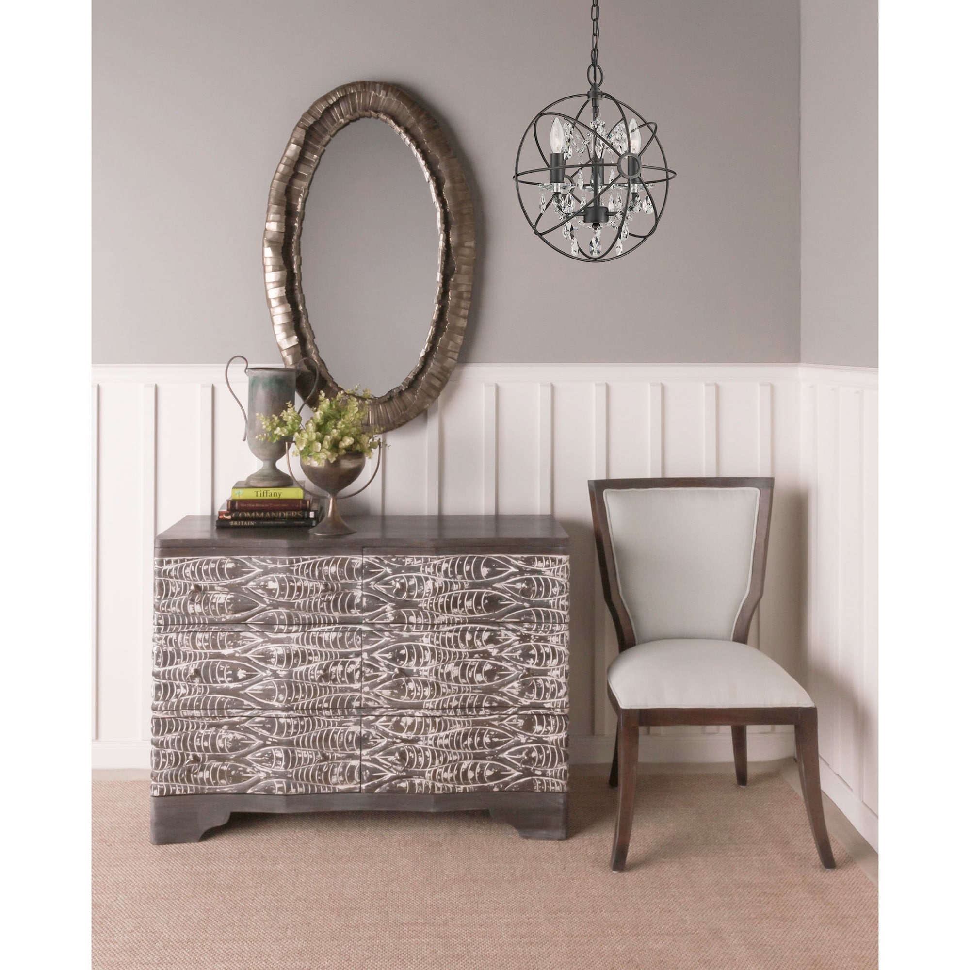 3-Light Globe Style Ceiling Chandelier - 15" - Oil Rubbed Bronze