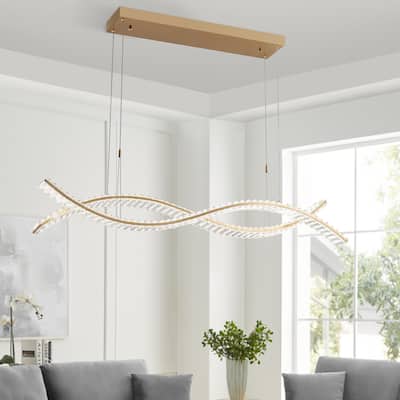Charlotte Brushed Gold Integrated LED 40-Watt Chandelier - N/A